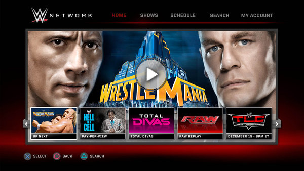 WWE Network PlayStation App